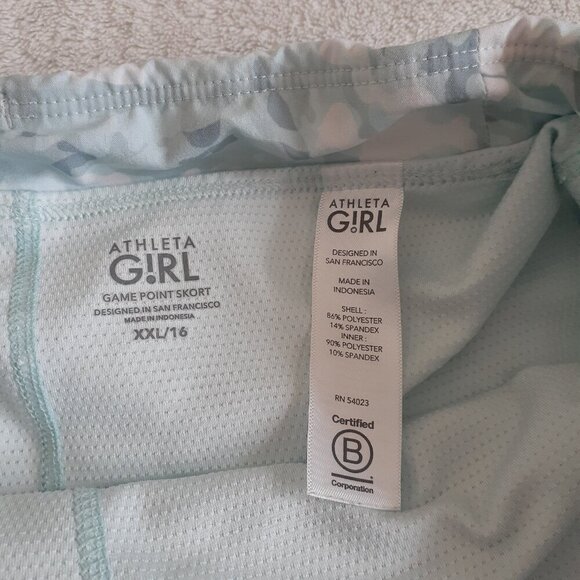 Athleta Girl Girl's Size XXL/16 Teal Camo Game Point Tennis Active Skort - Picture 3 of 11